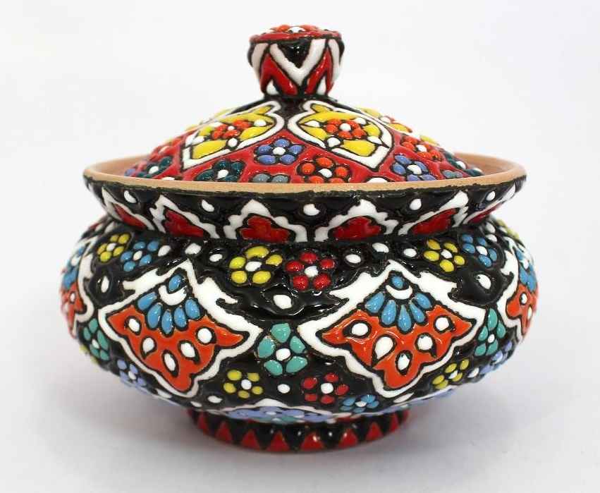 مجموعة شاي وقهوة فارسية مصنوعة يدويًا من الفخار – ميناكاري