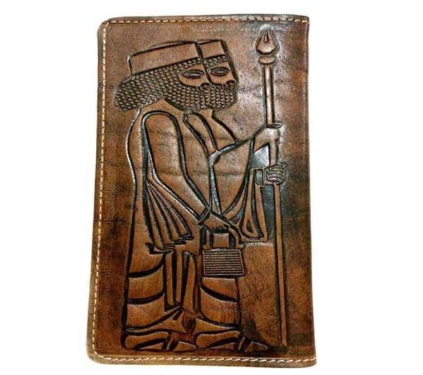 محفظة جلد إيرانية طويلة للرجال بتصميم جندي أخميني