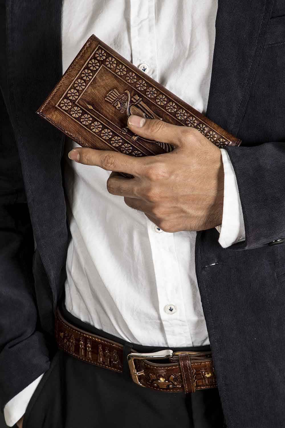 مجموعة هدايا محفظة حرفية إيرانية ثمينة، سلاسل مفاتيح وحامل بطاقات