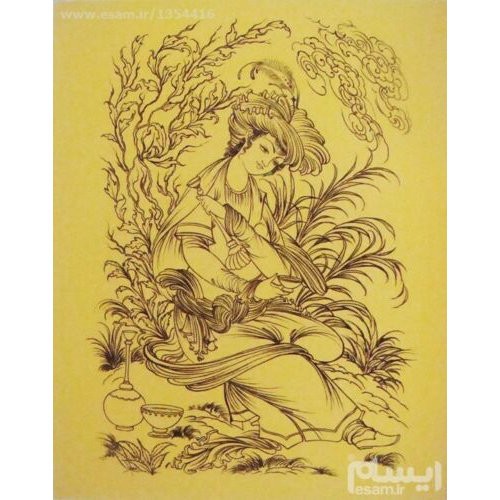 الرسم التصويري منمنمة فارسية الأصلي: غواش وألوان مائية - العاشق