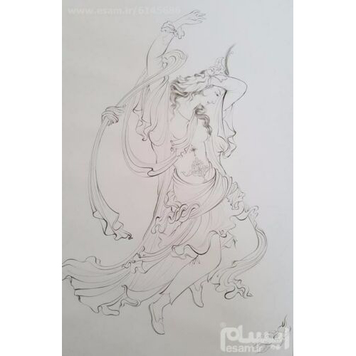 الرسم التصويري منمنمة فارسية الأصلي: ألوان مائية – رقص في الريح