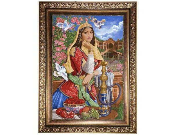 سجادة تصويرية إيرانية تصور فتاة