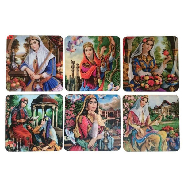 مجموعة كوسترات مع تصميم فني مستوحى من الصغيرة الفارسية