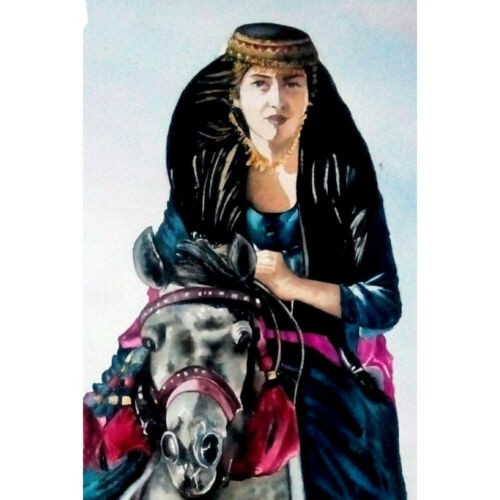 الرسم الواقعي بألوان المائية على الكرتون – الفتاة الكردية بواسطة سحر عطوفي