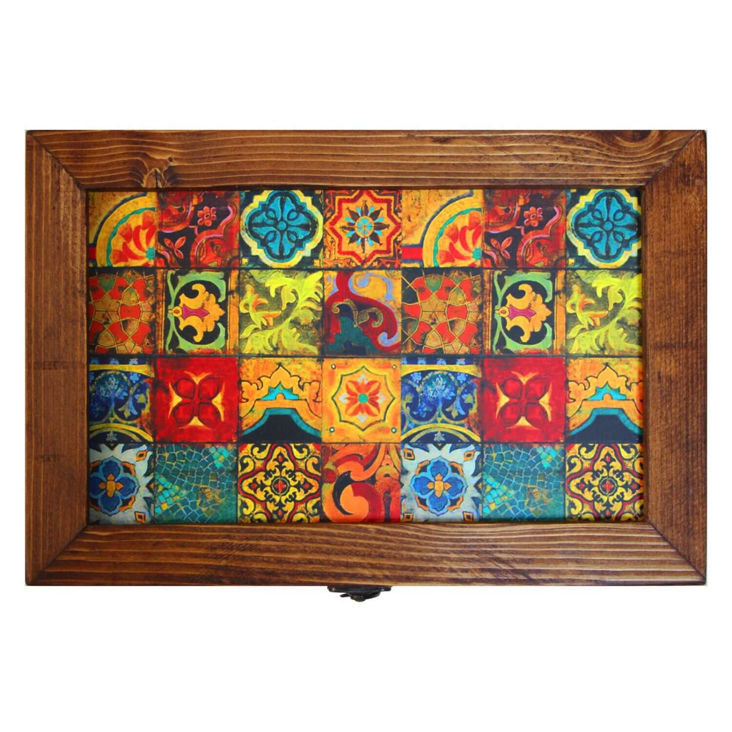 صندوق منظم لأكياس الشاي الخشبية الفارسي مع صدر E15