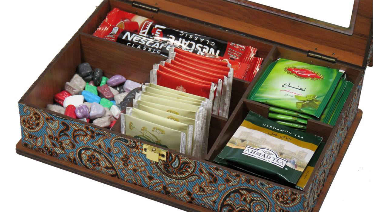 صندوق منظم لأكياس الشاي الخشبية ترمه LBL55