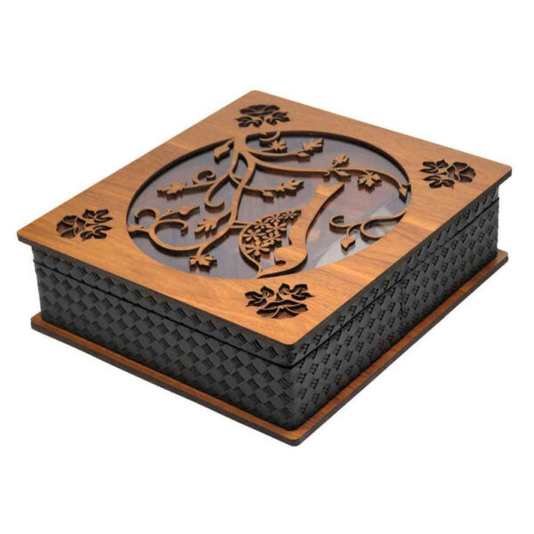 صندوق منظم لأكياس الشاي الخشبية تصميم ترمه