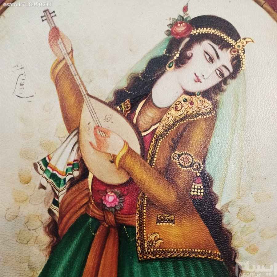 الرسم التصويري منمنمة فارسية صفوي الأصلي: أكريليك على جلد – خاتون