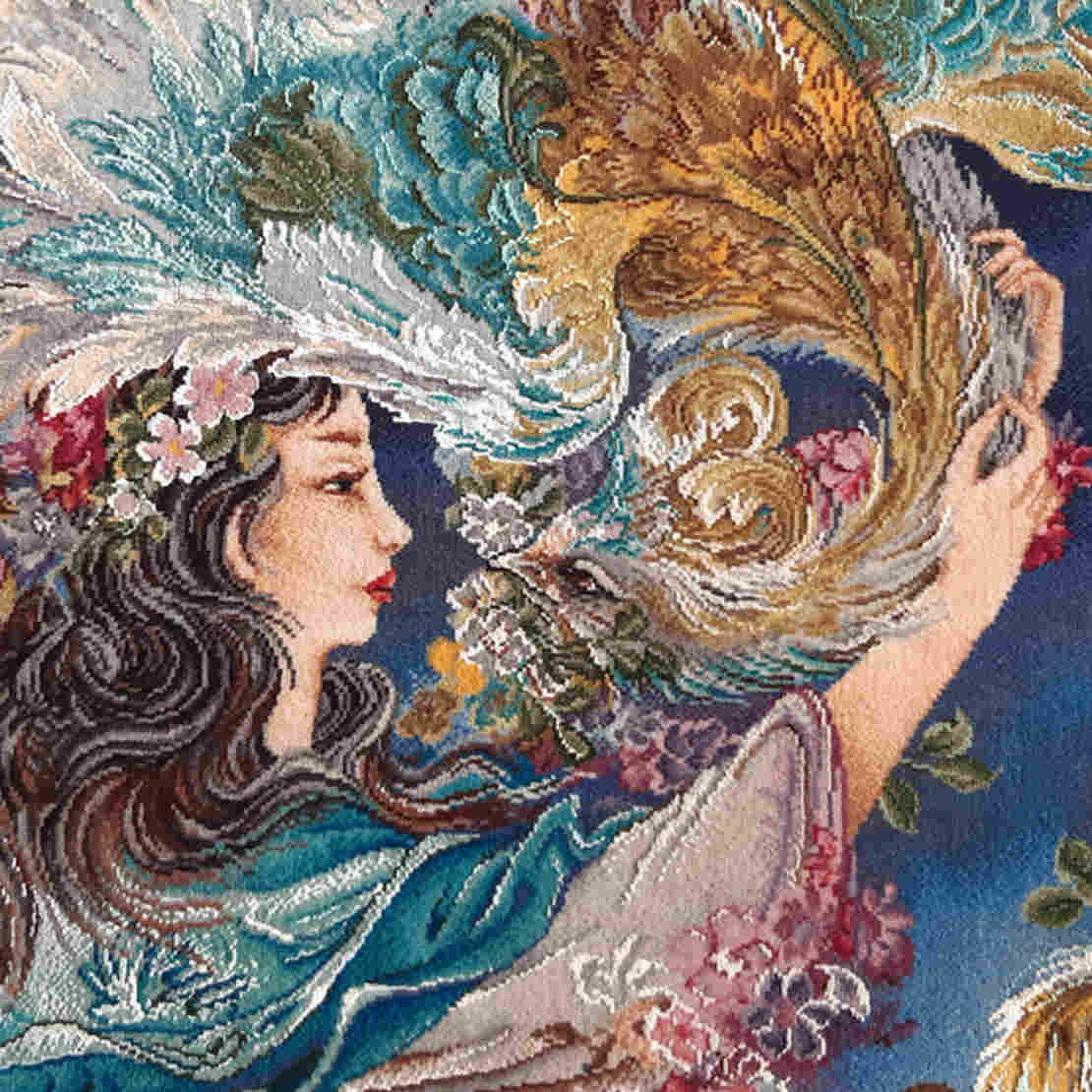 سجادة حائط إيرانية مصنوعة يدوياً من تبريز تصوّر فسيفساء دلنواز