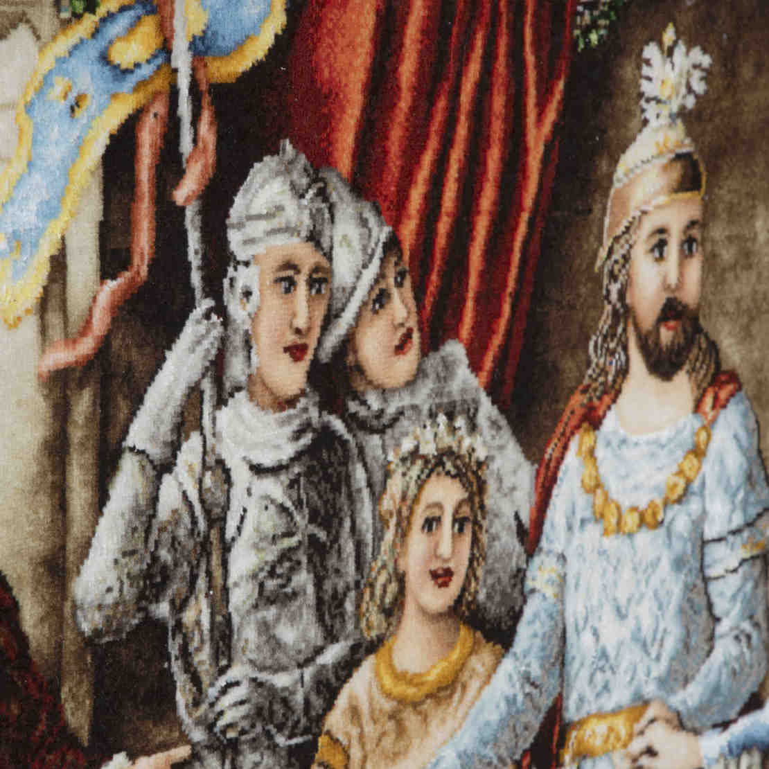 سجادة إيرانية تصويرية محبوكة يدويًا من تبريز تصور تتويج