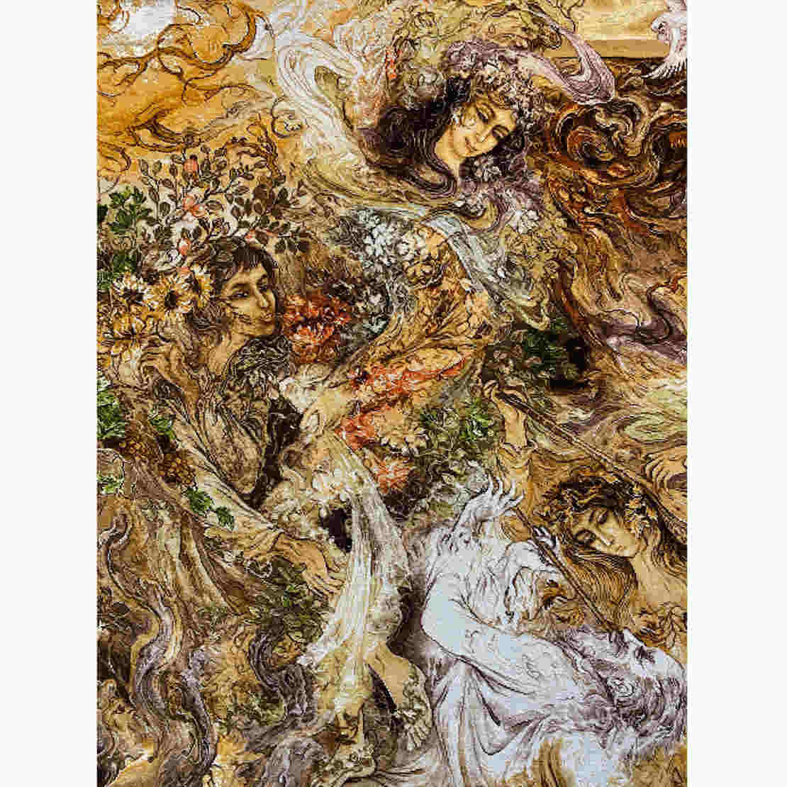 سجادة حائط إيرانية مصنوعة يدوياً من تبريز تصوّر فسيفساء