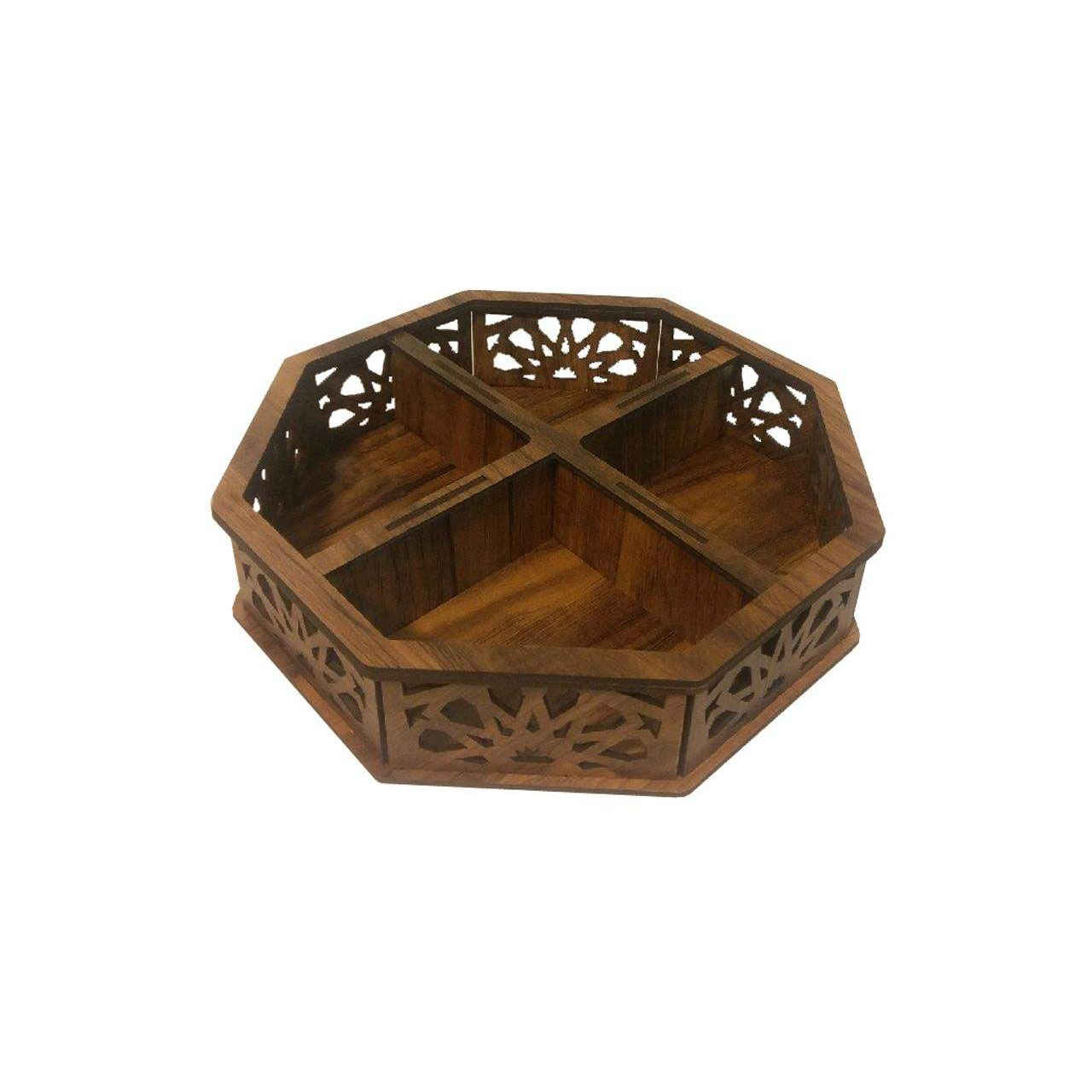 صندوق منظم لأكياس الشاي الخشبية شبه منحرف