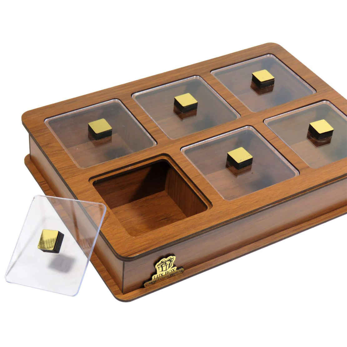 صندوق منظم لأكياس الشاي الخشبية مع الصدور