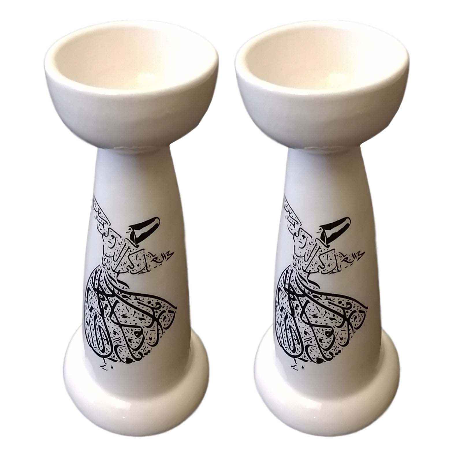 شمعدان سيراميك إيراني بتصميم خط الفارسي