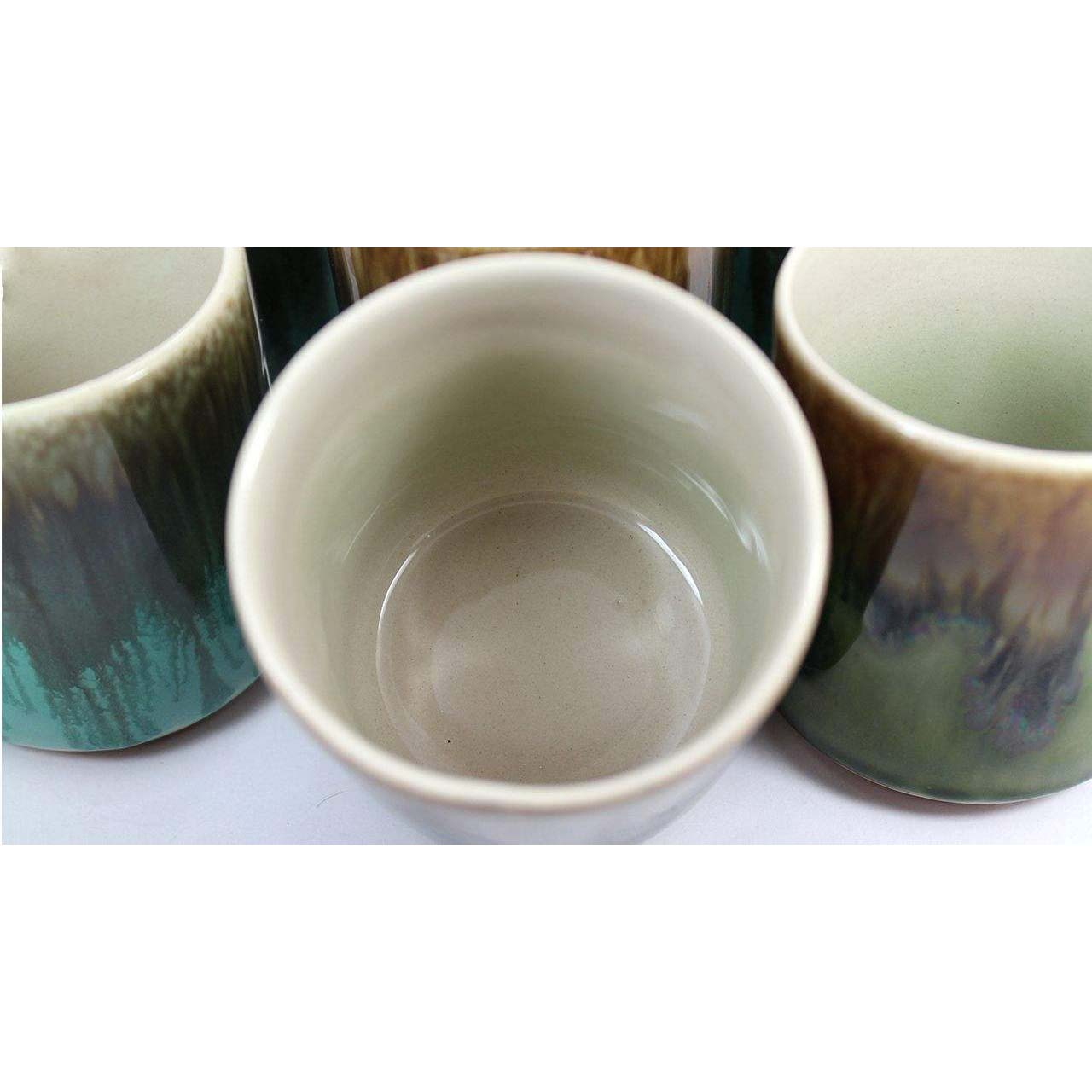 مجموعة من 6 أكواب فنية من السيراميك بنمط تشطيب الزخرفة بنمط الطير