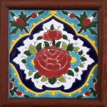 بلاط إيراني مزخرف بإطار – زهرة