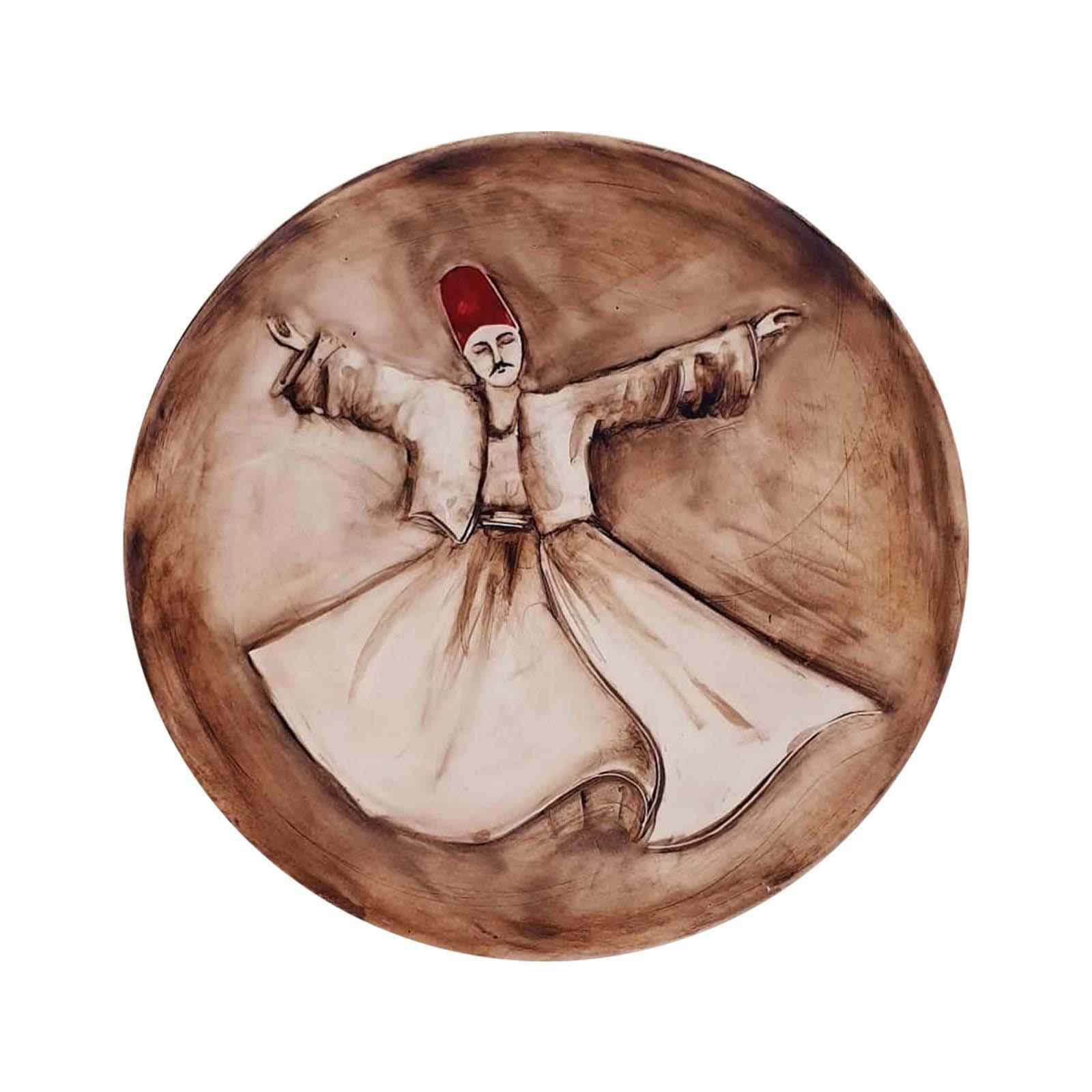 طبق فخار مزخرف مرسوم يدوياً بسما