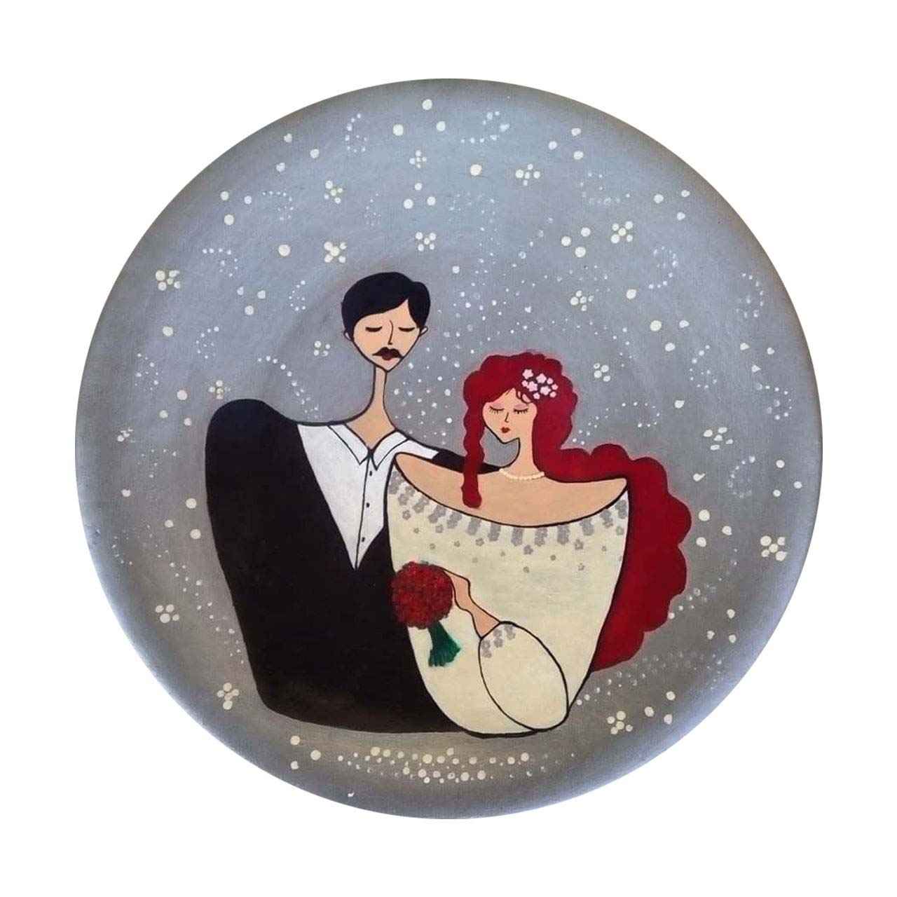 طبق فخار مزخرف مرسوم يدوياً بصورة الحب