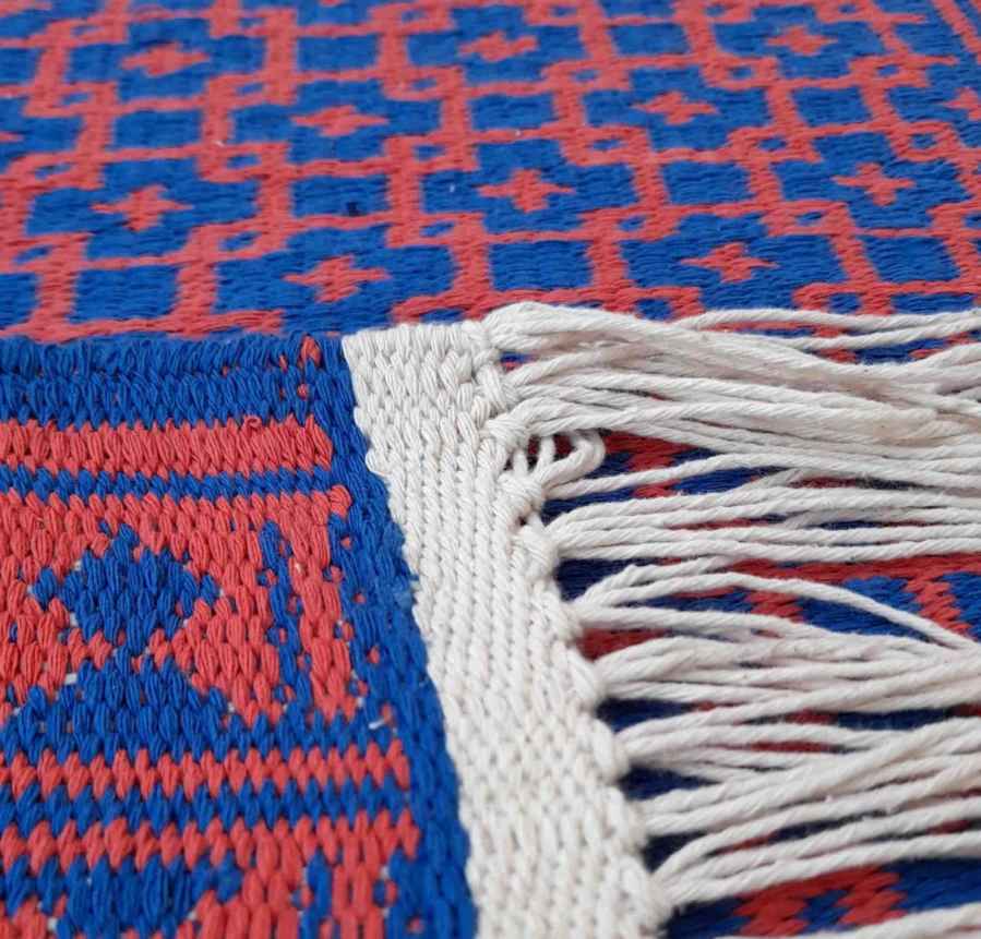 سجادة زيلو إيرانية محبوكة يدويًا تغطي الأرضية – لون أزرق