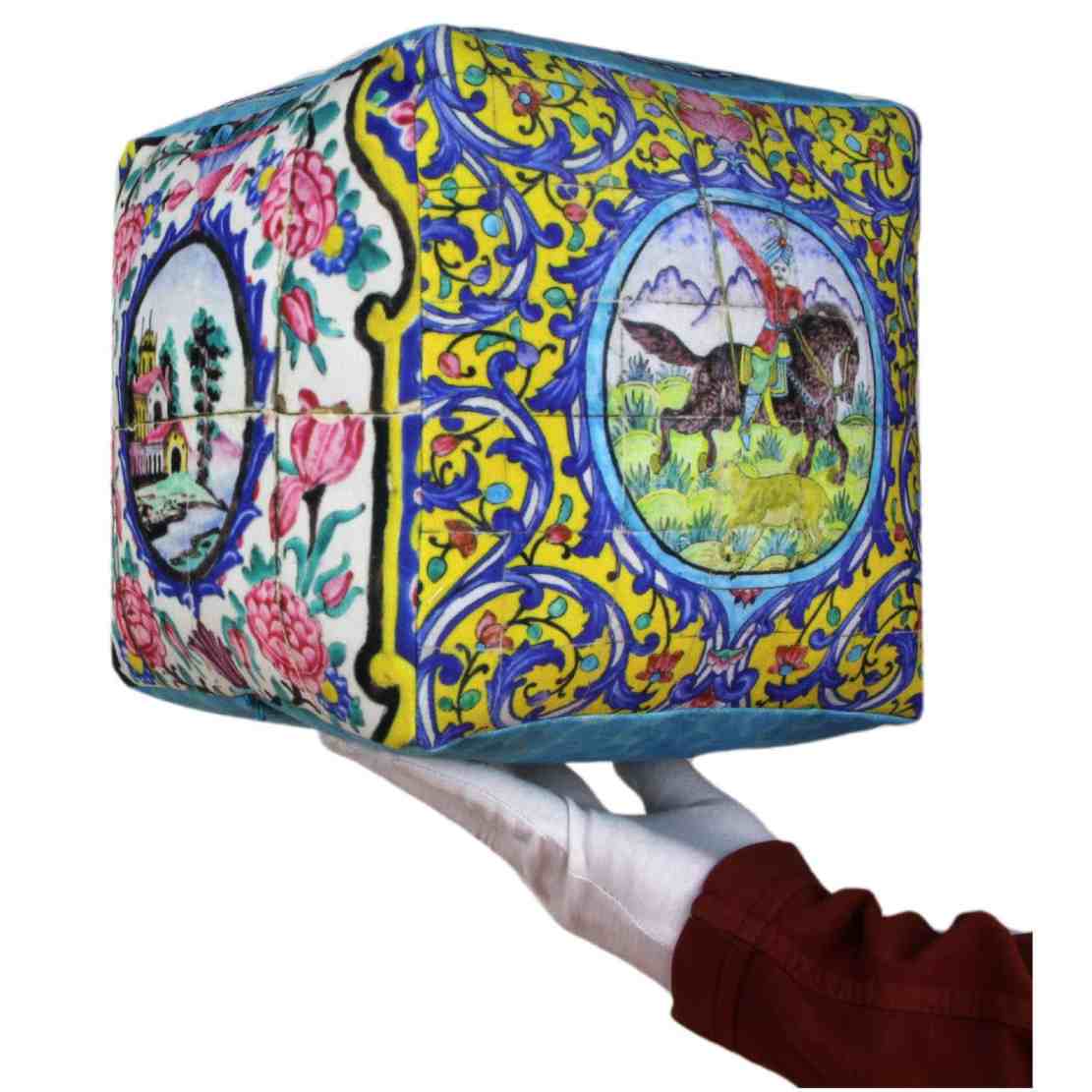 مقعد بوف مربع مخملي بأسلوب بوهيمي مستوحى من الأناقة الفارسية – شيكدو