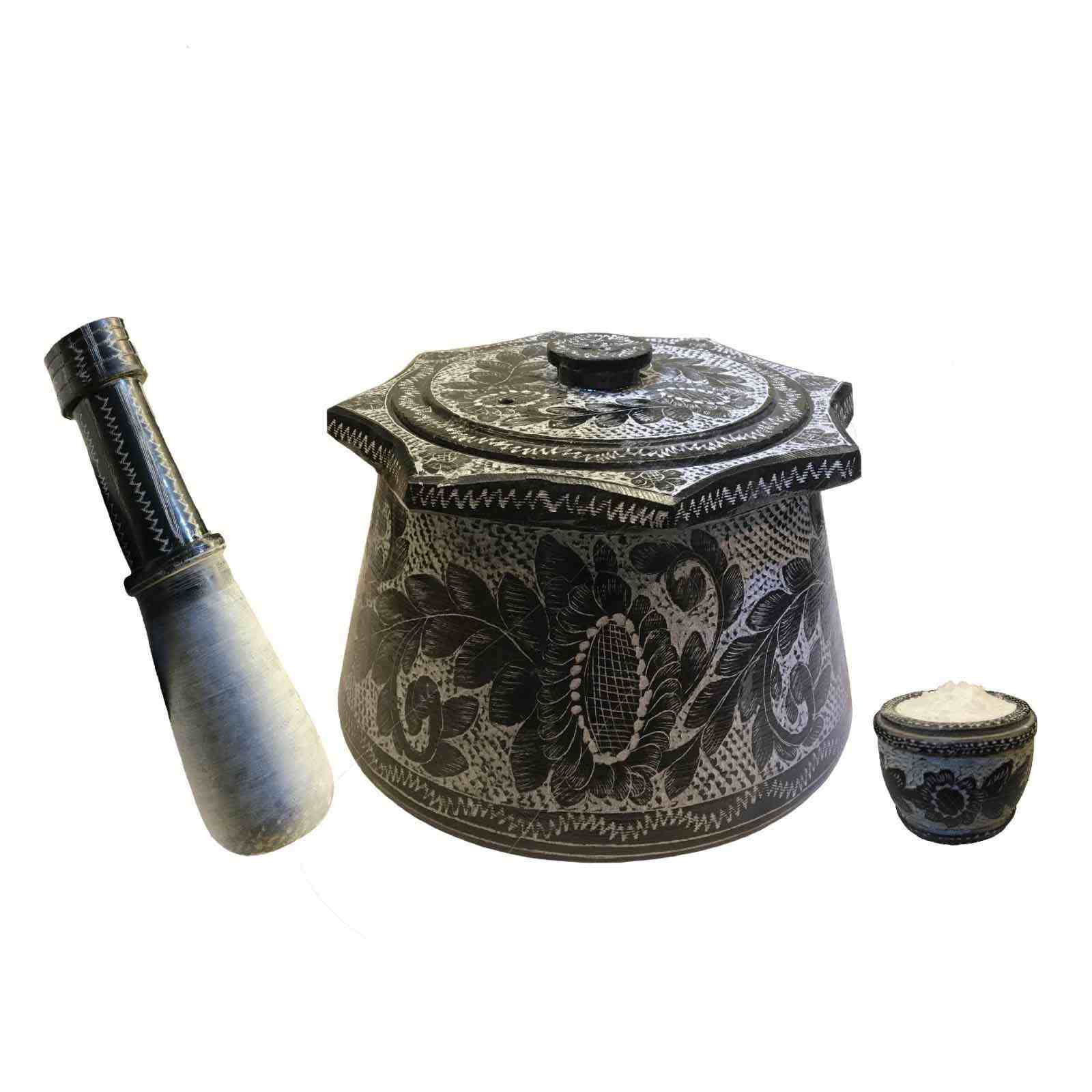 وعاء الديزي الإيراني من الحجر مع غطاء لطهي التشريب – نجم
