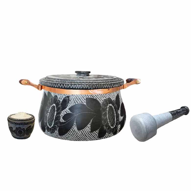 وعاء الديزي الإيراني من الحجر مع غطاء لطهي التشريب – غولسار