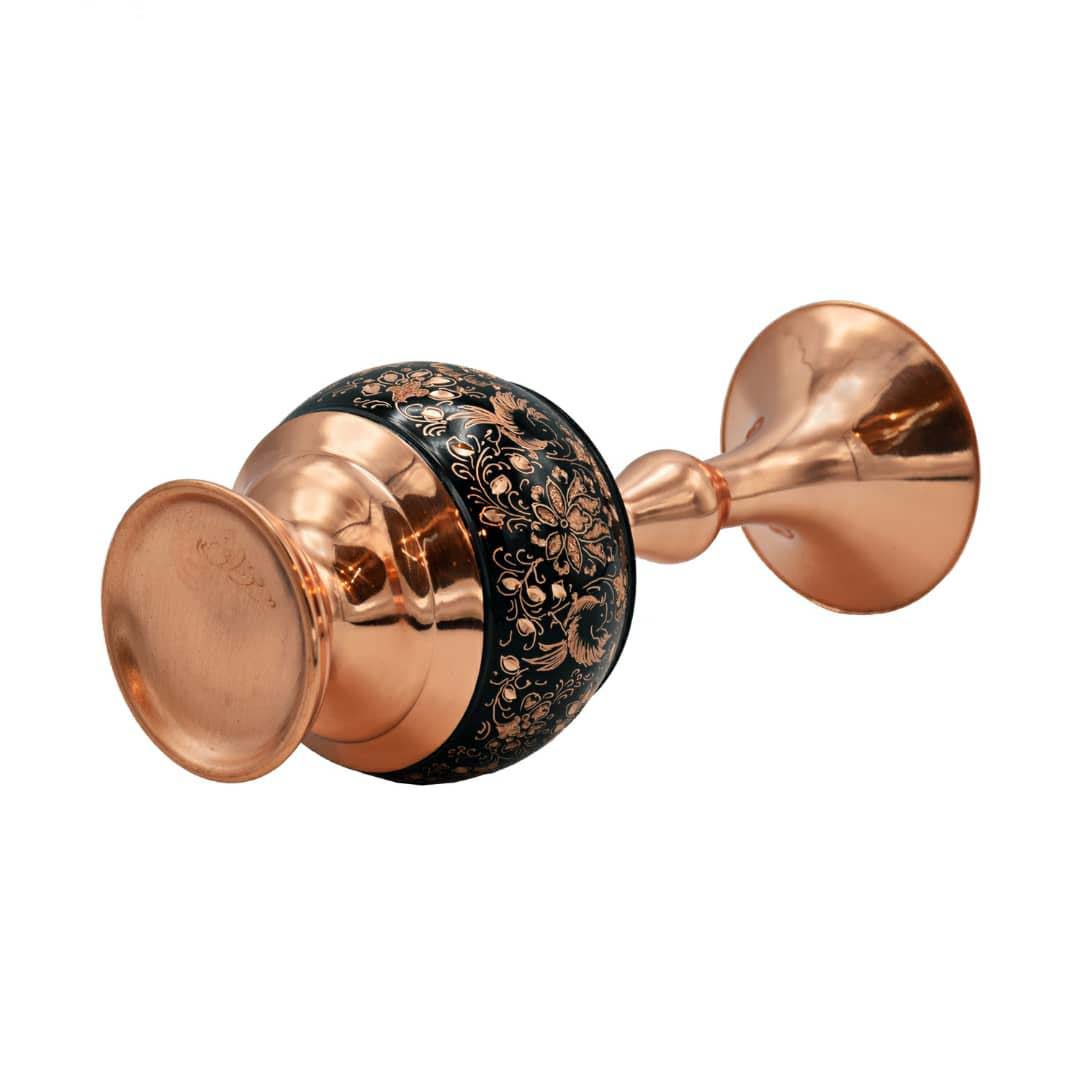 مزهرية نحاسية إيرانية محفورة يدويًا بتصميم غلامزاني زخرفية