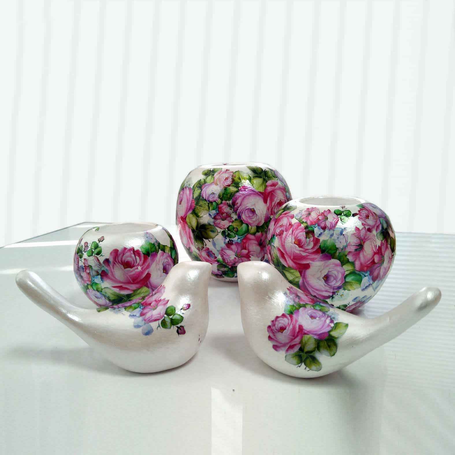 مجموعة حوامل شموع الشاي الإيرانية من الفخار – نموذج وردة