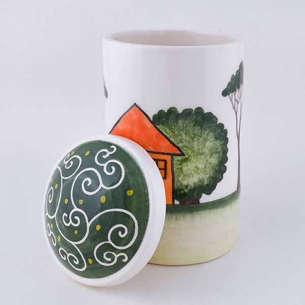 جرة علبة خزف – وعاء يدوي الصنع – نموذج صيف