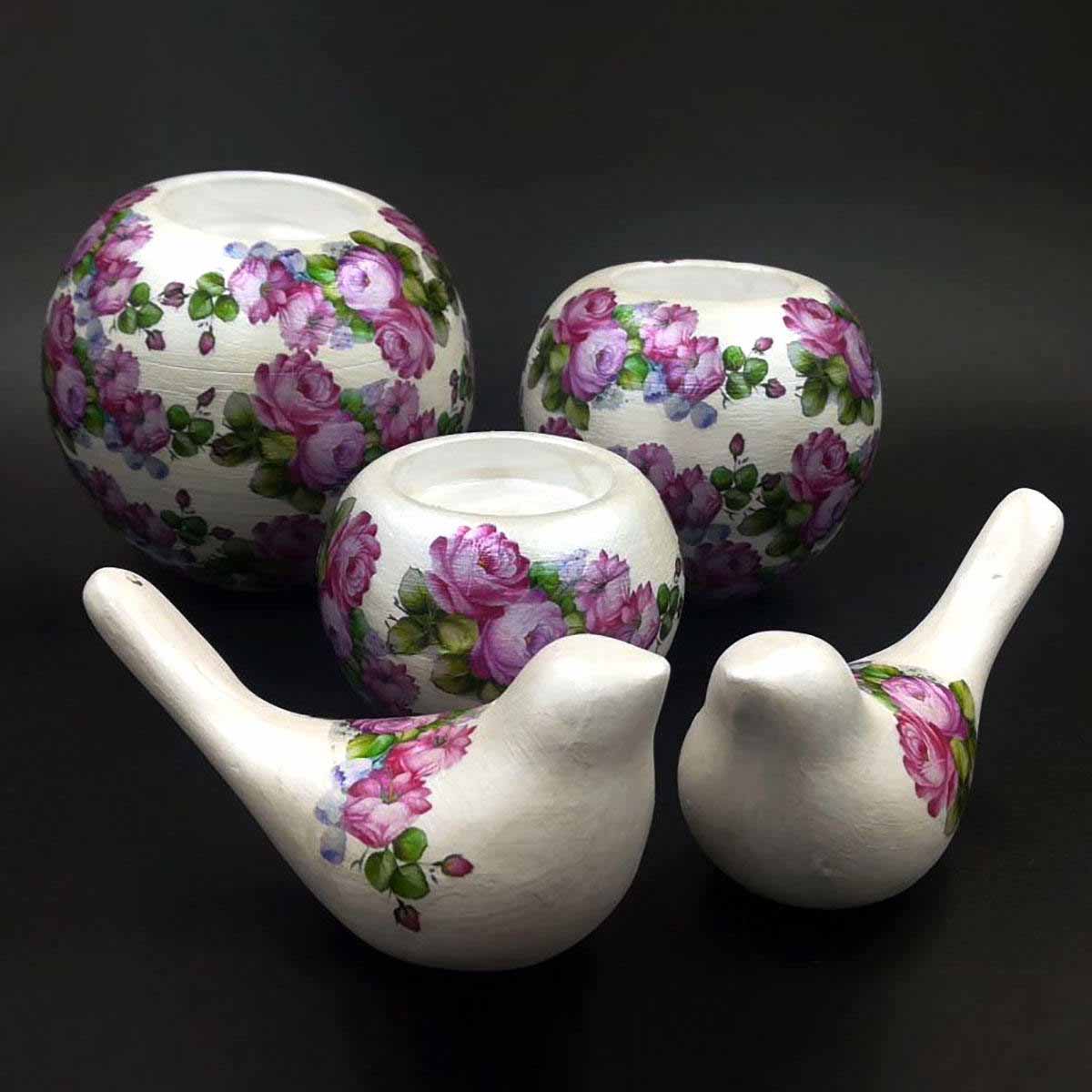 مجموعة حوامل شموع الشاي الإيرانية من الفخار – نموذج زهرة