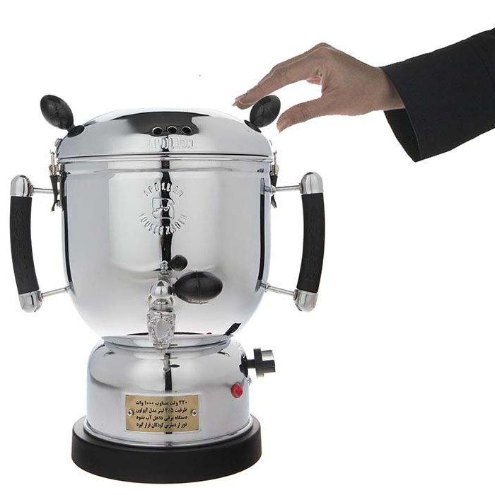 سماور كهربائي من الفولاذ لصنع الشاي بتشطيب ناعم 5 لترات
