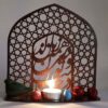 حامل شموع خشبي مزخرف لسطح الطاولة مع تصميم خط فارسی