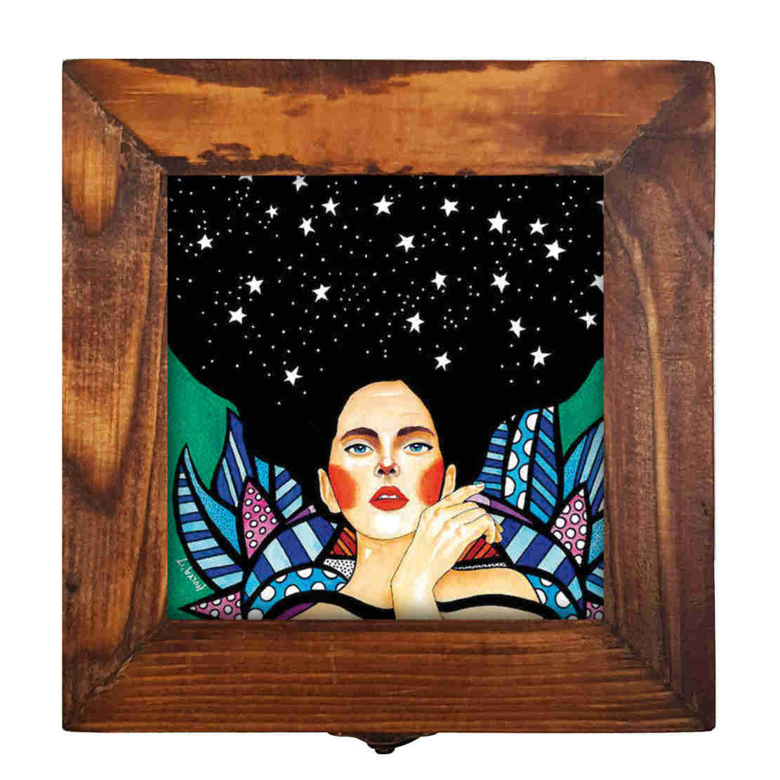 صندوق خشبي لهدايا مع نمط مستوحى من إيران وتصويري