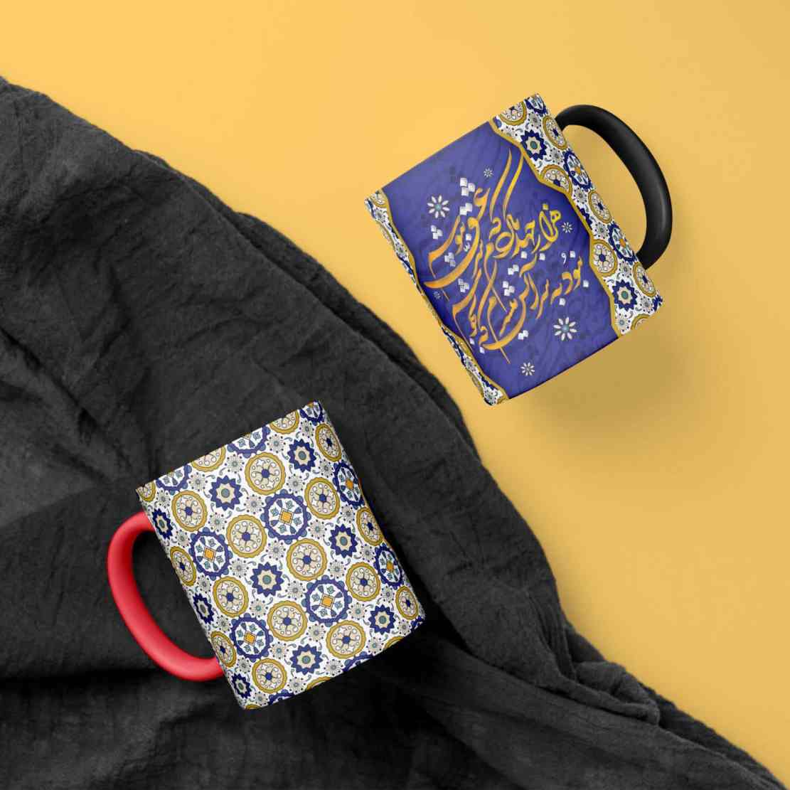 كوب قهوة سيراميكي إيراني – خط شعر حب