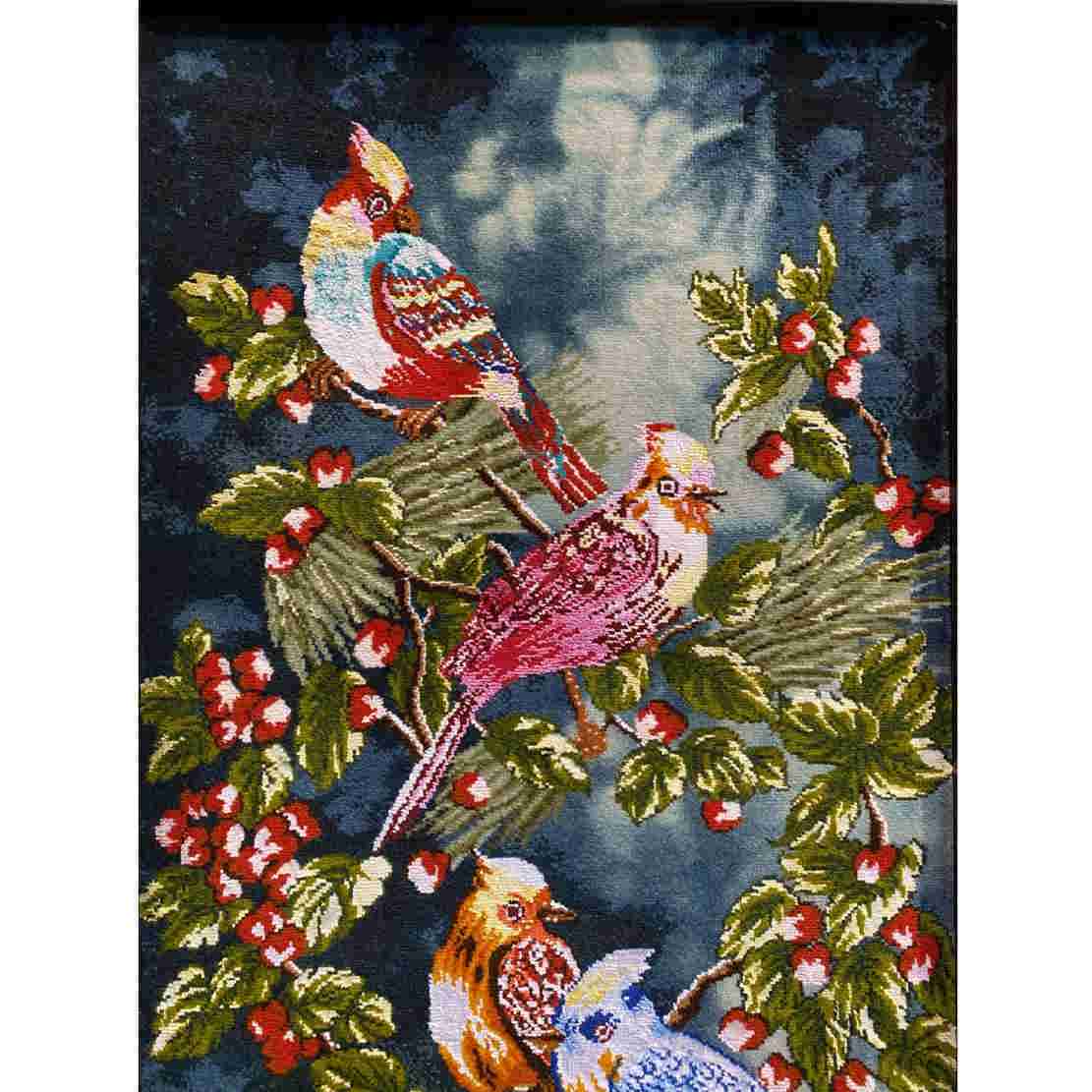 سجادة إيرانية تصويرية محبوكة يدويًا من تبريز تصور طائر