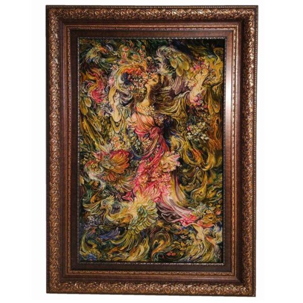 سجادة حائط إيرانية مصنوعة يدوياً من تبريز تصوّر فسيفساء رائحة الربيع