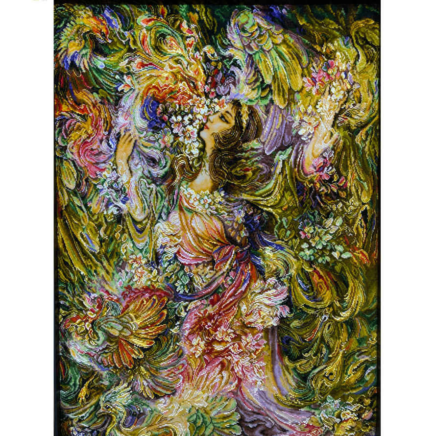 سجادة حائط إيرانية مصنوعة يدوياً من تبريز تصوّر فسيفساء