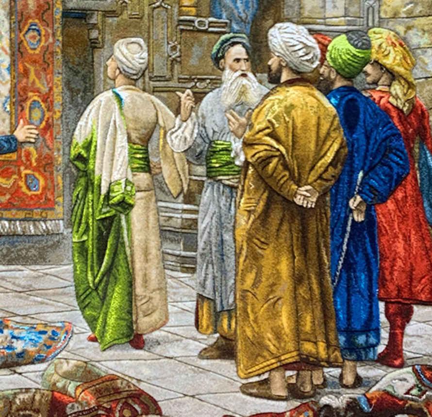 سجادة إيرانية تصويرية محبوكة يدويًا من تبريز تصور سوق القاهرة