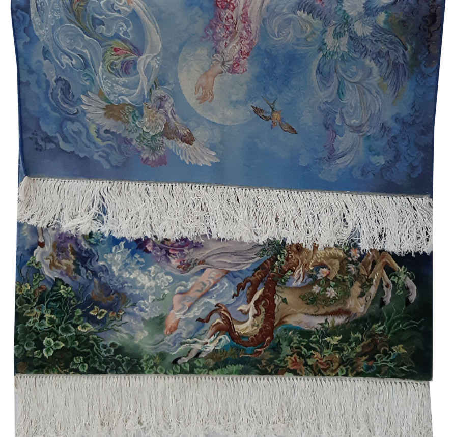 سجادة حائط إيرانية مصنوعة يدوياً من تبريز تصوّر فسيفساء زهور الصباح