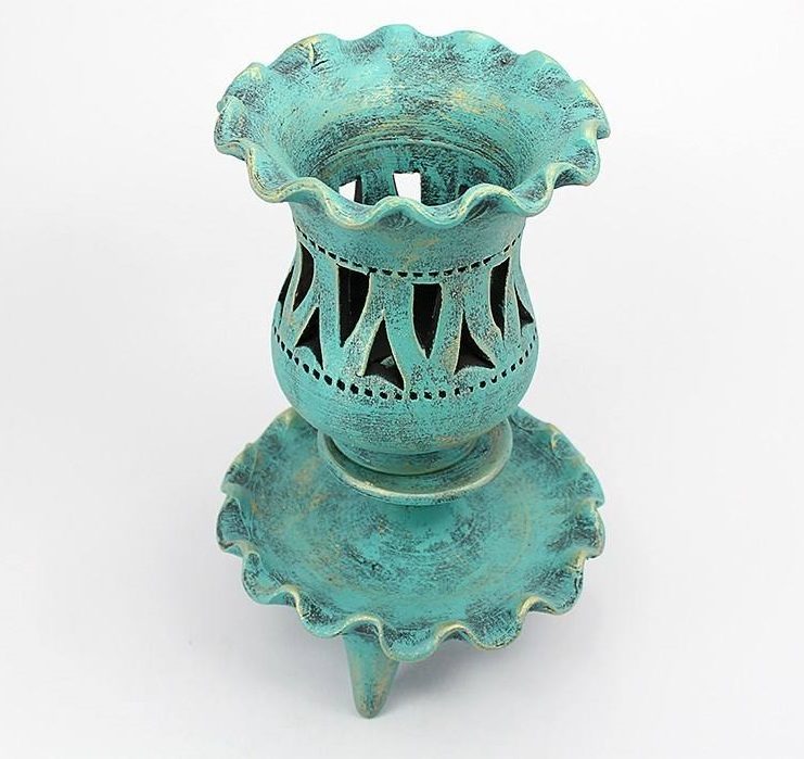 شمعدان فخار مصنوع يدوياً بأناقة حرفية دست‌نگار