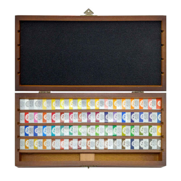 مجموعة ألوان مائية من أفرا - 64 لون في صندوق خشبي