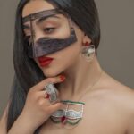 البرقع الخليجي يدوية الصنع – رمادي