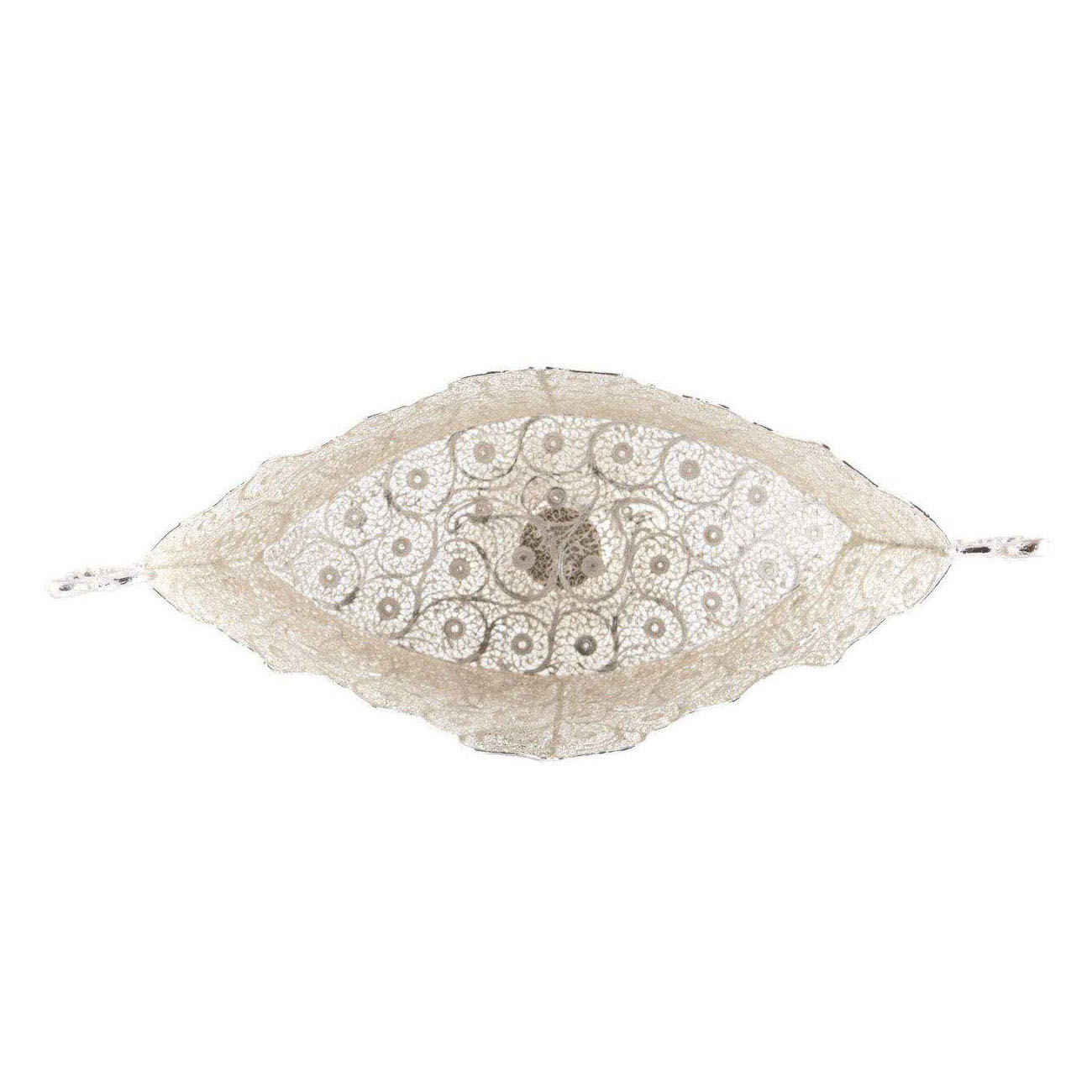 وعاء فواكه فضي إيراني منقوش بنقشة ملفله کاری، موديل كشكول