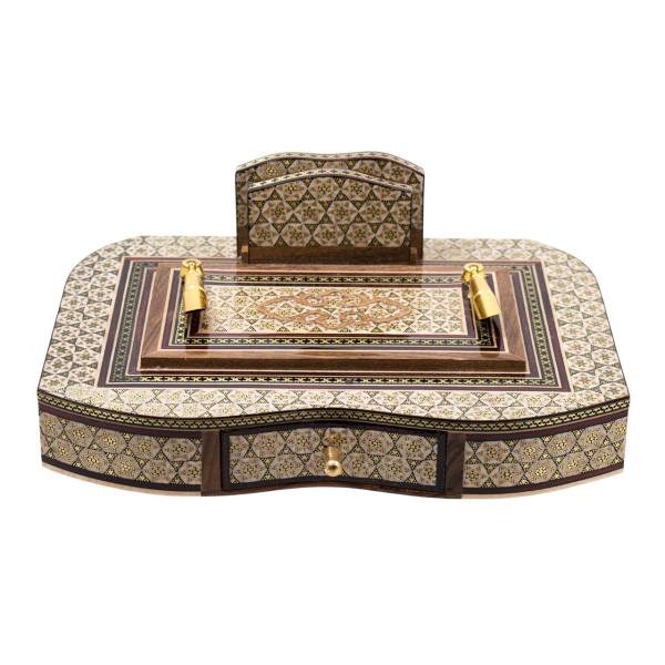 حامل قلم خشبي إيراني مصنوع يدويًا للمكتب – فن خاتمكاري الأنيق، راستا