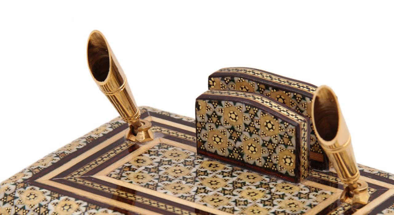 حامل قلم خشبي إيراني مصنوع يدويًا للمكتب – فن خاتمكاري الأنيق، ماركلاند