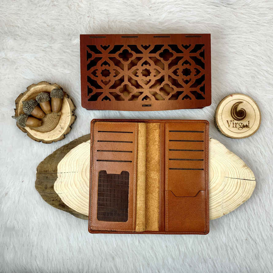 محفظة جلد إيرانية طويلة بتصميم الله