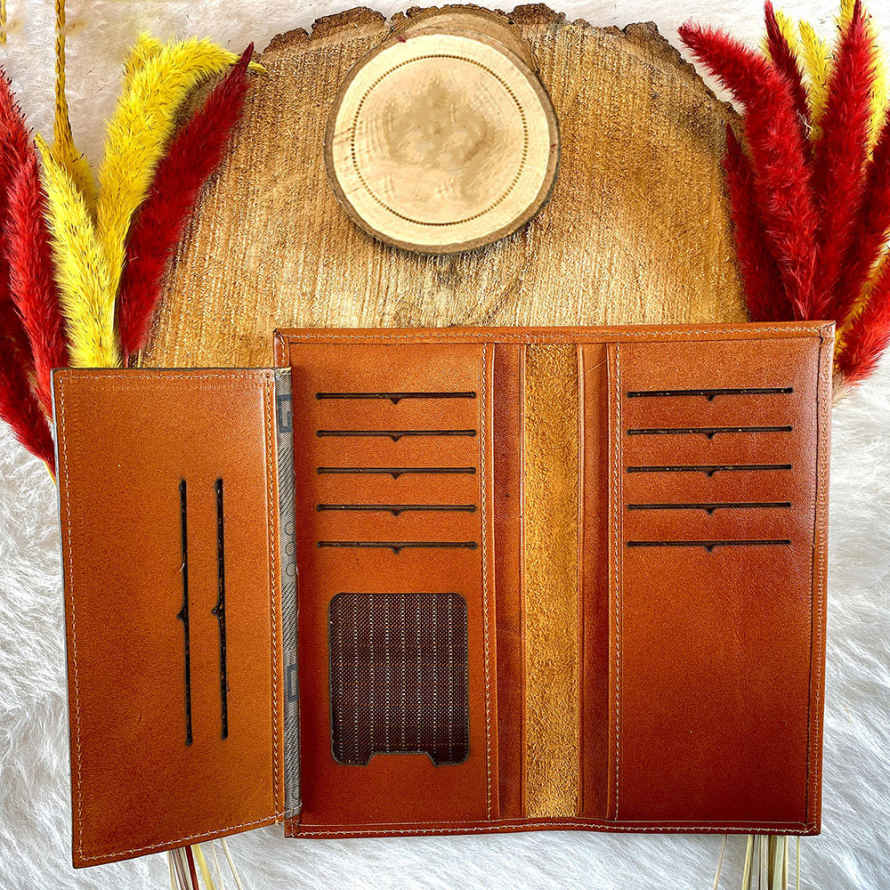 محفظة جلد إيرانية طويلة بتصميم فراز