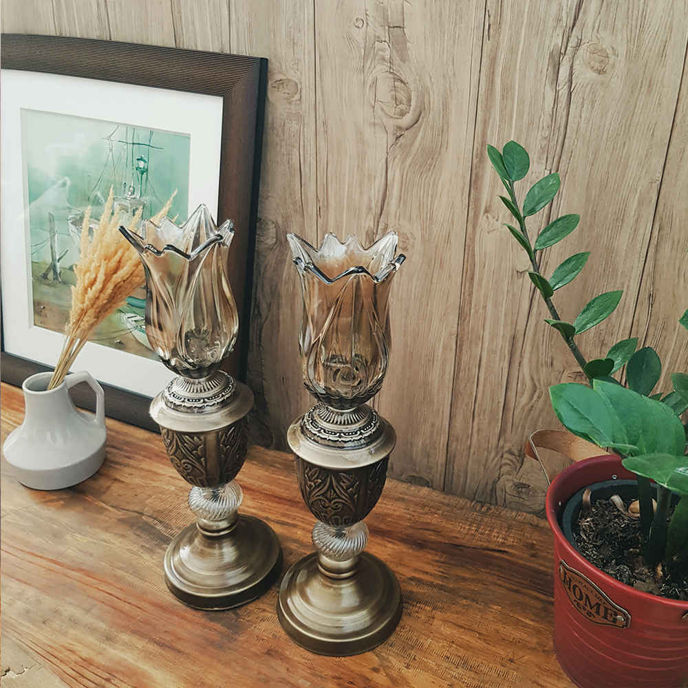 شمعدان كريستال بشكل توليب (2x)