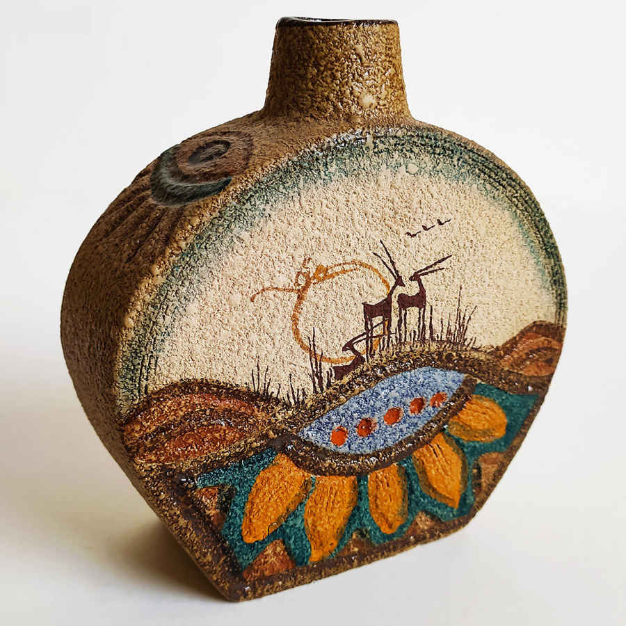 فازة برعم خزفية فارسية بتصميم مطلي يدويًا، مثالية للزهور الطازجة أو المجففة