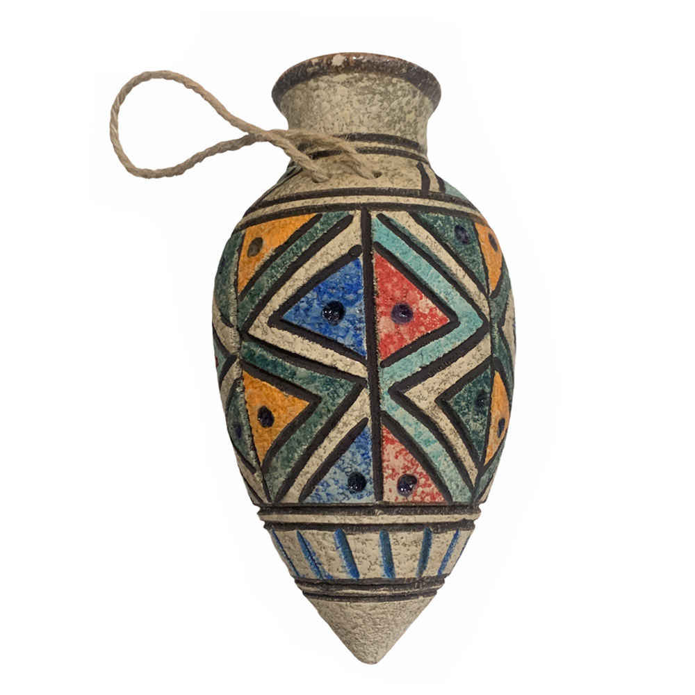 إناء فخاري إيراني زخرفي بنقش فني مرسوم يدويًا – شروق الشمس